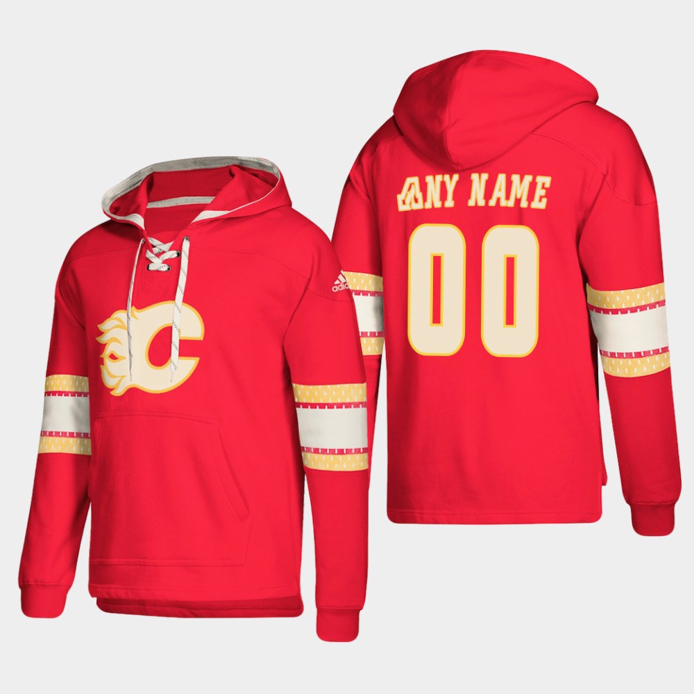 Cheap Men NHL Calgary Flames Custom Pullover Hoodie Red jerseys